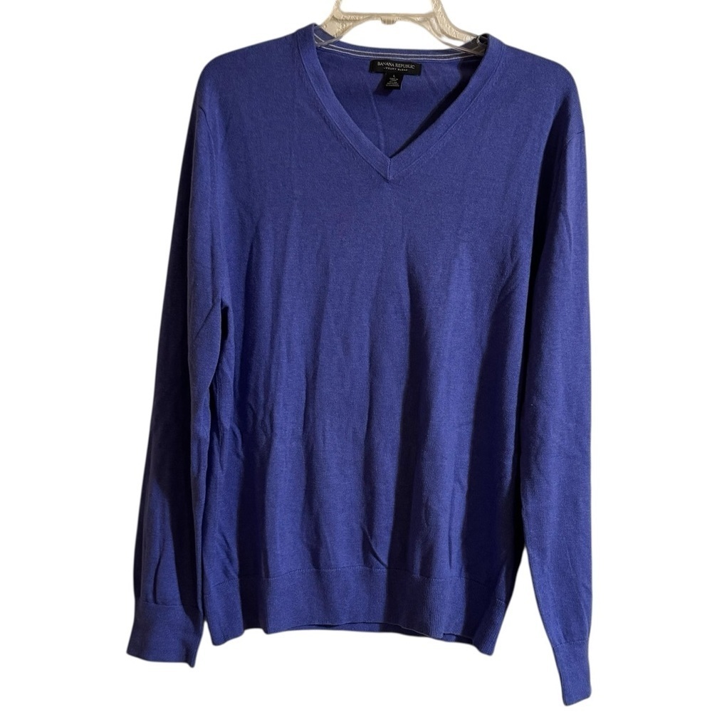 Banana Republic Luxury Blend Purple Sweater Knit V-neck Silk Cashmere Classic L
